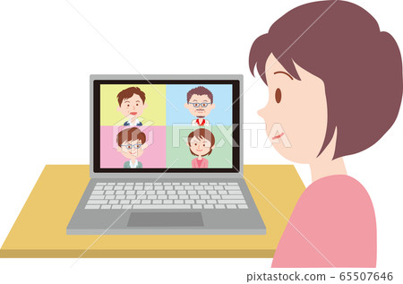 Woman teleconferencing with a laptop Woman teleconferencing with a laptop 65507646