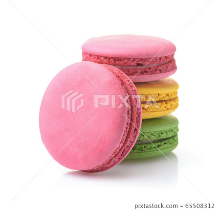 Stack of colorful macaroons 65508312
