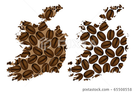 Ireland -  map of coffee bean 65508558