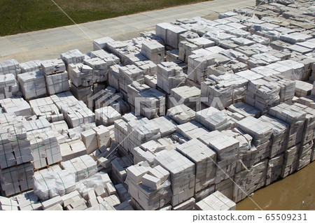 Aerial view of autoclaved aerated concrete blocks, 65509231