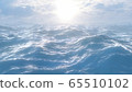 Sunlight Reflecting Off Deep Sea Ocean Waves with Sun in Cloudy Sky - Abstract Background Texture 65510102