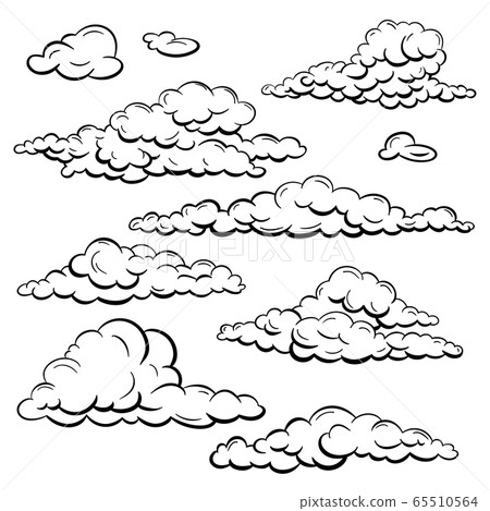 Vector set of sketch clouds Vector set of sketch clouds 65510564