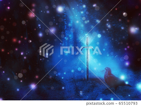 Magic sword in the night forest - Stock Illustration [65510793] - PIXTA