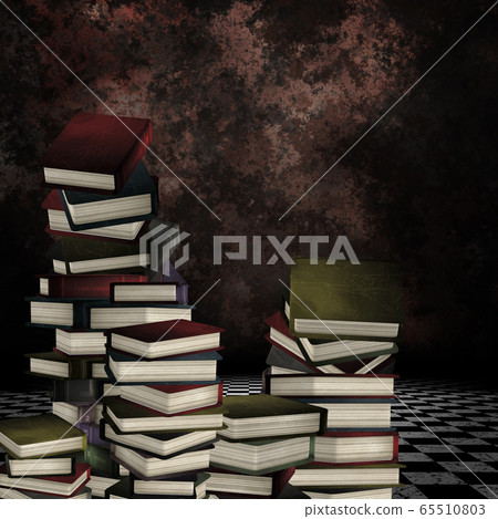 3d stack of books in the room 65510803