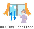 Vector illustration of grandma in a mask and opening a window to ventilate 65511388