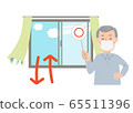 Grandpa masking with a round tag and a window open for ventilation vector illustration 65511396