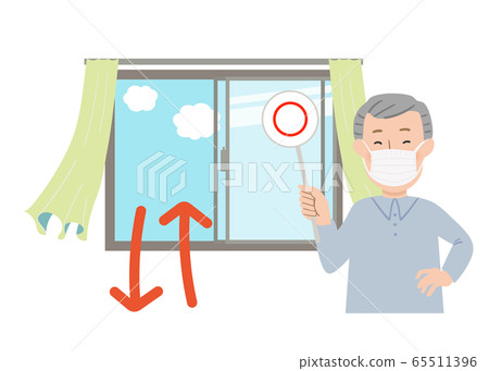 爺爺用一個圓形標籤和一個窗口掩蓋通風矢量圖打開 爺爺用一個圓形標籤和一個窗口掩蓋通風矢量圖打開 65511396