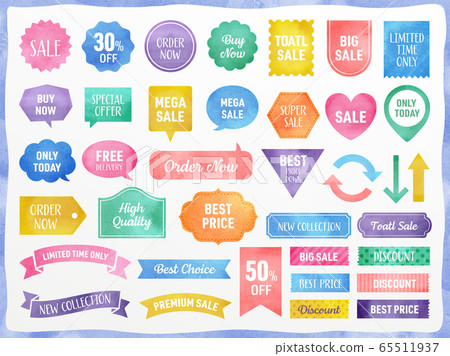 Set of watercolor frames and icons 65511937