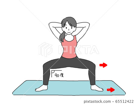 Illustration of a woman squatting wide Illustration of a woman squatting wide 65512422