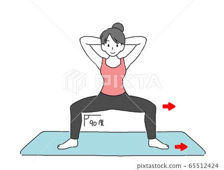 Illustration of a woman squatting wide Illustration of a woman squatting wide 65512424