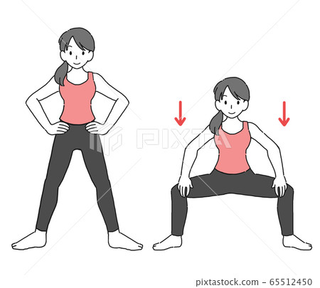 Illustration of a woman squatting 65512450