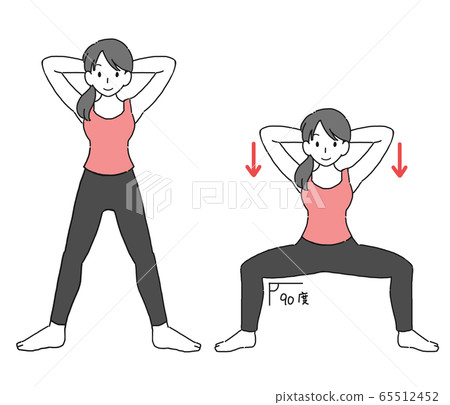 一個女人蹲寬的插圖 65512452