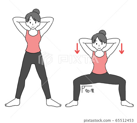 一個女人蹲寬的插圖 65512453