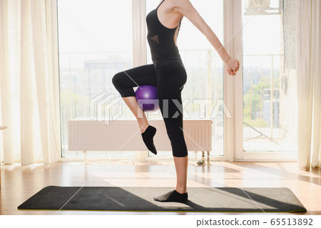 Home sport female training exercise with ball Home sport female training exercise with ball 65513892