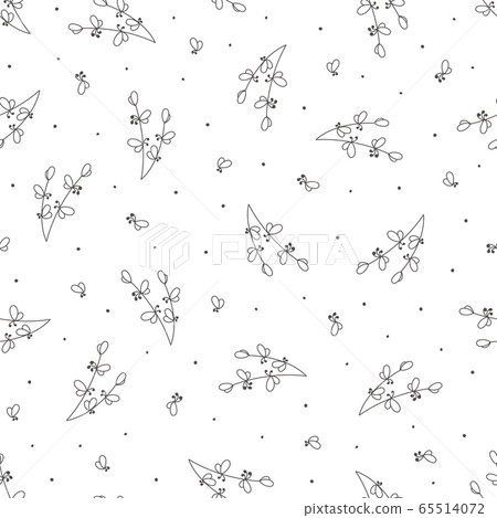 Seamless pattern with hand drawn flowers,... - Stock Illustration ...