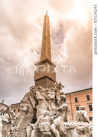 Four Rivers Fountain, Italian: Fontana dei Quattro Fiumi, Piazza Navona square, Rome, Italy Four Rivers Fountain, Italian: Fontana dei Quattro Fiumi, Piazza Navona square, Rome, Italy 65514245
