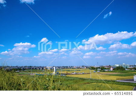 Arakawa Embankment Scenery near the Okubo water purification plant Saitama City Arakawa Embankment Scenery near the Okubo water purification plant Saitama City 65514891