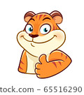 Tiger cartoon character with thumbs up 65516290