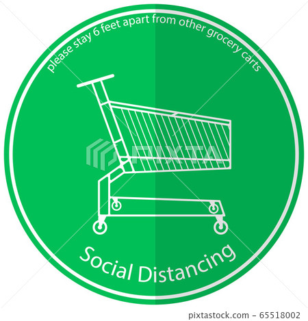 Icon Symbol grocery carts at the supermarket Keep the length of two grocery carts between you and other shoppers, concept Prevents the spread of covid19 Coronavirus, vector illustration Icon Symbol grocery carts at the supermarket Keep the length of two grocery carts between you and other shoppers, concept Prevents the spread of covid19 Coronavirus, vector illustration 65518002
