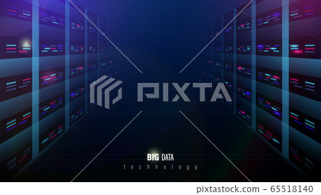 Server room interior in datacenter and Supercomputers. Concept of big data storage network 65518140