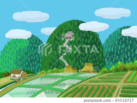 Countryside landscape with mountain temple Countryside landscape with mountain temple 65518727
