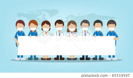 Medical staffs with blank board Medical staffs with blank board 65519597