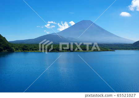 Lake Motosu and Mt. Fuji in summer (Yamanashi Prefecture) 65521027