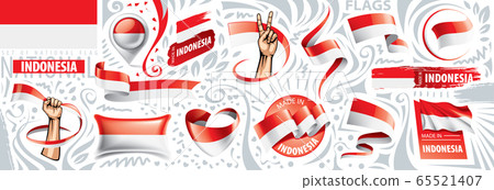 Vector set of the national flag of Indonesia in various creative designs 65521407
