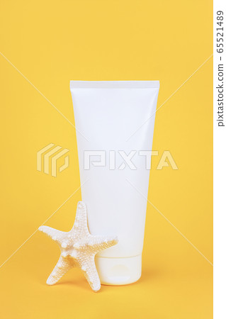 White blank cosmetic tube with sunscreen, suncream 65521489