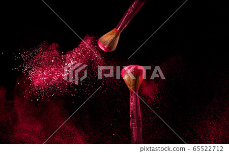 Two brushes with  red powder impact to make a red cloud. 65522712