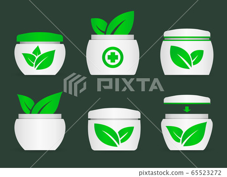 Vector icons of jars with natural cream. Vector icons of jars with natural cream. 65523272