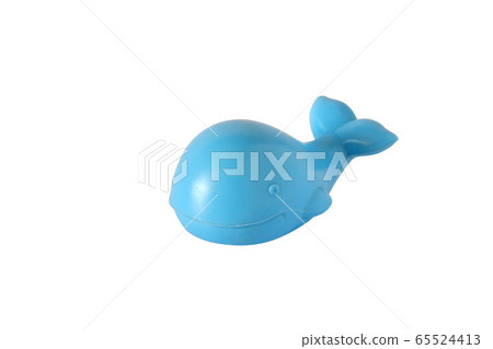 Image of plastic baby toy blue whale isolated on white background. Image of plastic baby toy blue whale isolated on white background. 65524413