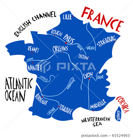 Vector hand drawn stylized map of France. Travel 65524903