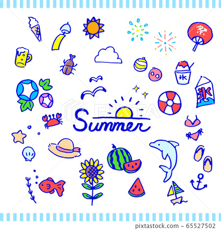 Summer hand drawn style illustration set Summer hand drawn style illustration set 65527502