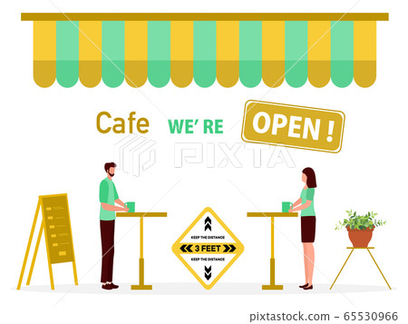 Quarantine Reopen cafe Social distancing People Quarantine Reopen cafe Social distancing People 65530966
