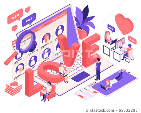 Online Dating Isometric Composition Online Dating Isometric Composition 65532283