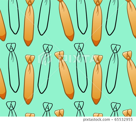 Yellow and black outline style neckties seamless pattern 65532955