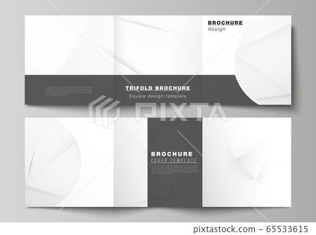 Vector layout of square covers design templates for trifold brochure, magazine, cover design, book design, brochure cover. Halftone dotted background with gray dots, abstract gradient background. Vector layout of square covers design templates for trifold brochure, magazine, cover design, book design, brochure cover. Halftone dotted background with gray dots, abstract gradient background. 65533615