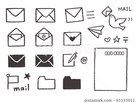 手繪與郵件和信件有關的圖標 手繪與郵件和信件有關的圖標 65533911