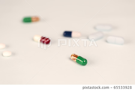 Home treatment. Different medicine pills, capsules Home treatment. Different medicine pills, capsules 65533928
