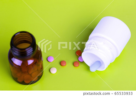 Home treatment. Different pill bottles 65533933
