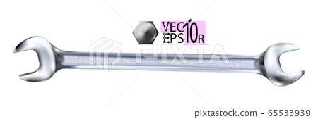 Realistic hand wrench or spanner isolated on white 65533939