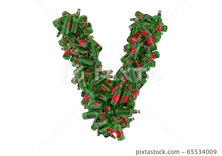 Letter V from green glass beer bottles Letter V from green glass beer bottles 65534009