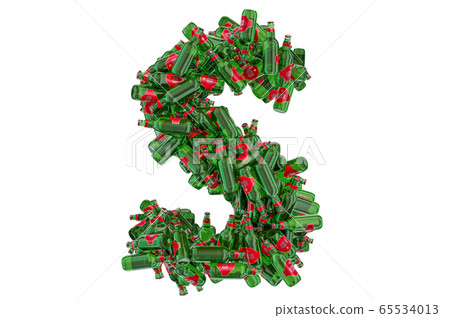 Letter S from green glass beer bottles 65534013