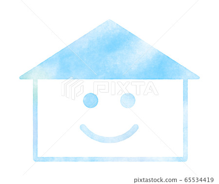 Simple house and smile Image of stay home Watercolor 65534419