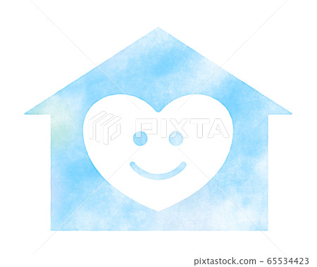 Simple house and smile Image of stay home Watercolor 65534423