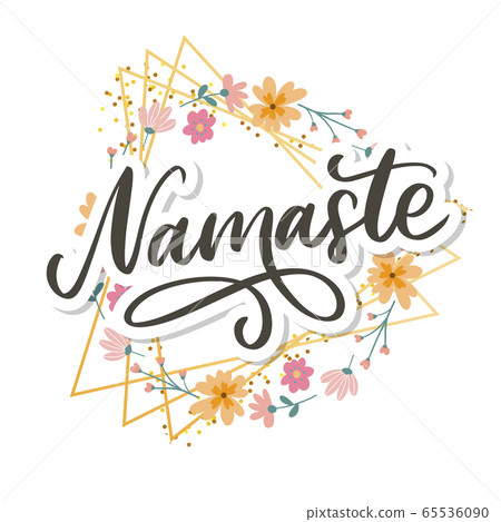 Hand Drawn Namaste Card Hello In Hindi Ink Stock Illustration 65536090 Pixta