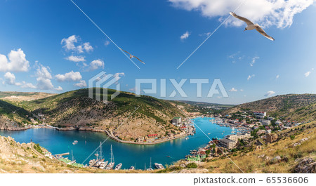 Balaklava Bay, panoramic view of Sevastopol landmark, Crimea 65536606