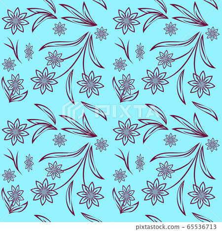 Linocut style hand drawn meadow flowers - seamless 65536713