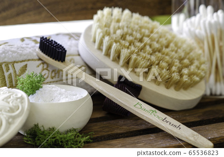 Set of bamboo hygienic tools. Zero waste concept 65536823